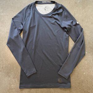 Men's Small Nike Pro Dri Fit Fitted Long Sleeve Shirt Gray